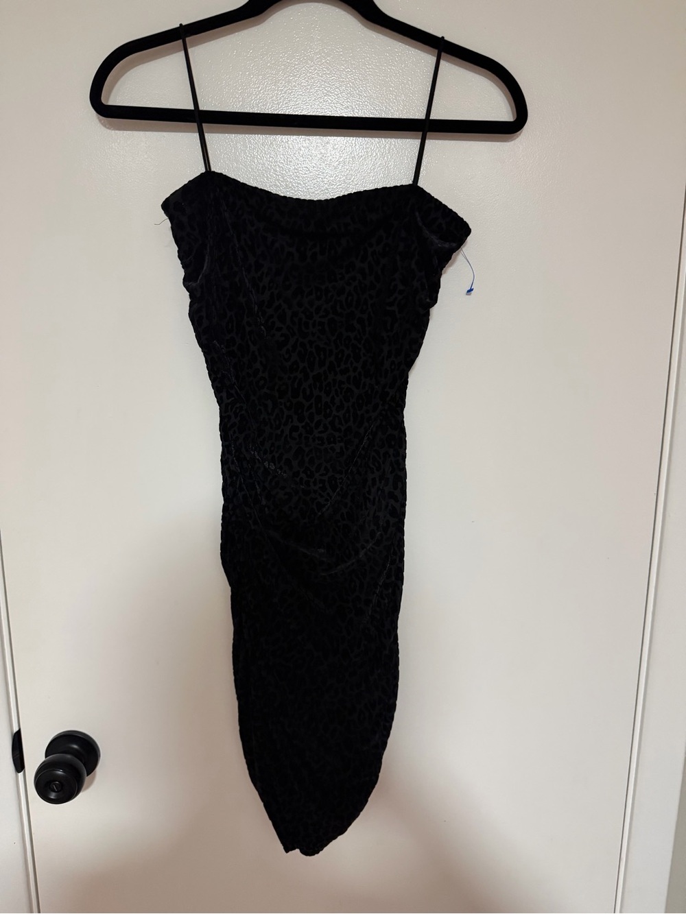 Windsor Black Velvet Leopard-Print Midi Slip Dress